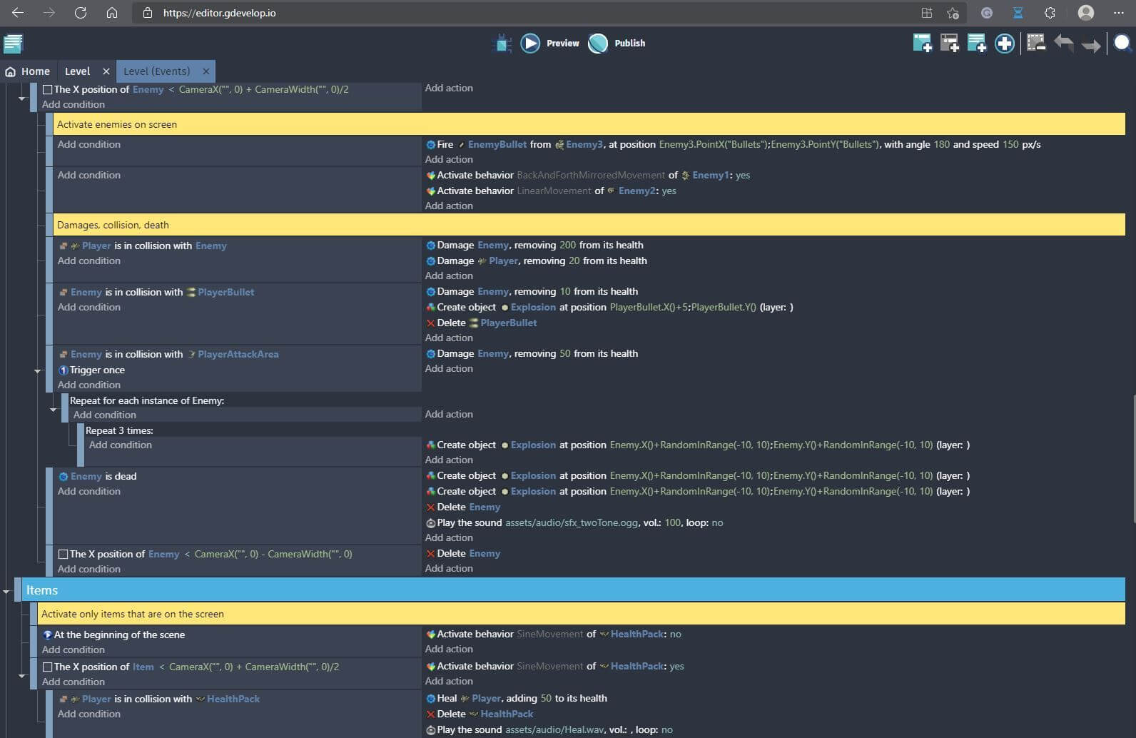 gdevelop visual programming