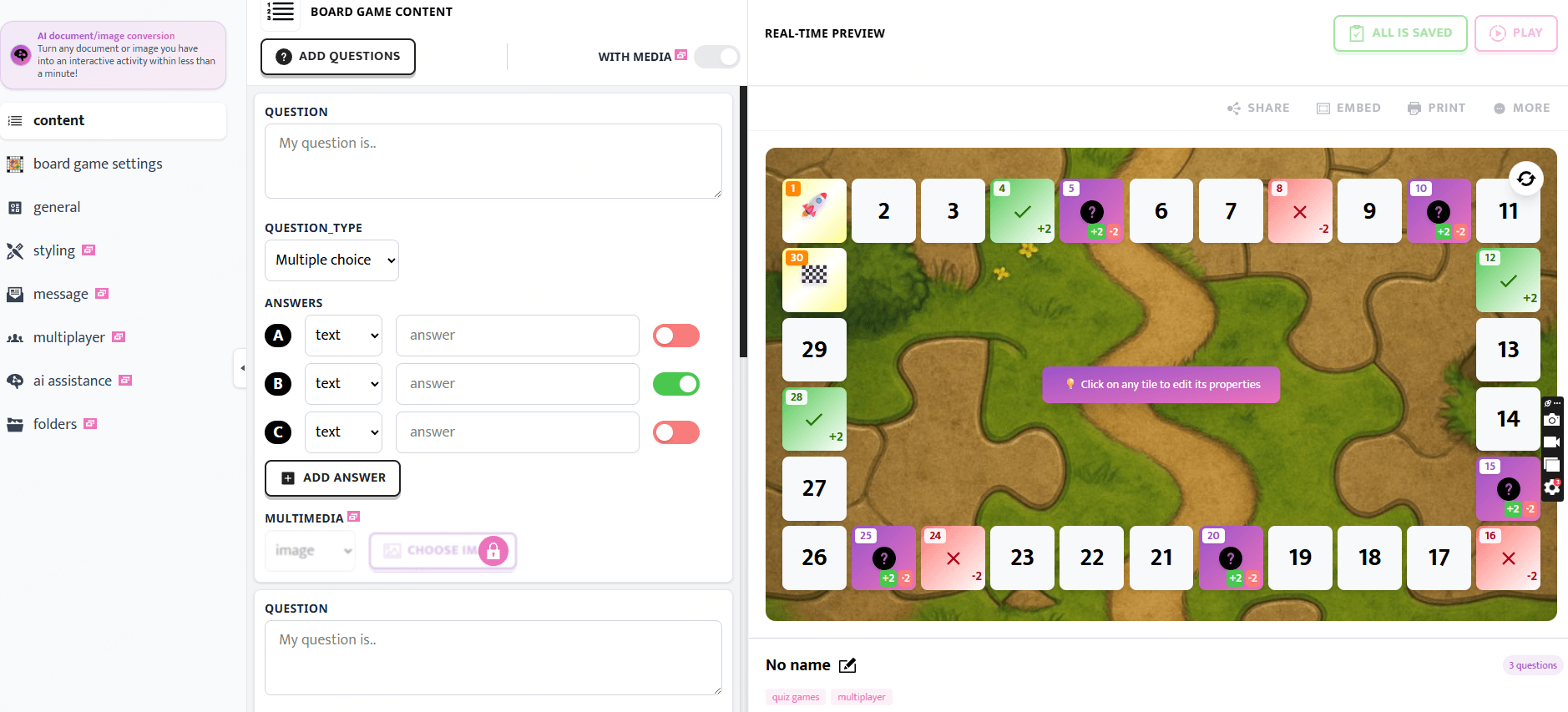 Puzzel.org create board game