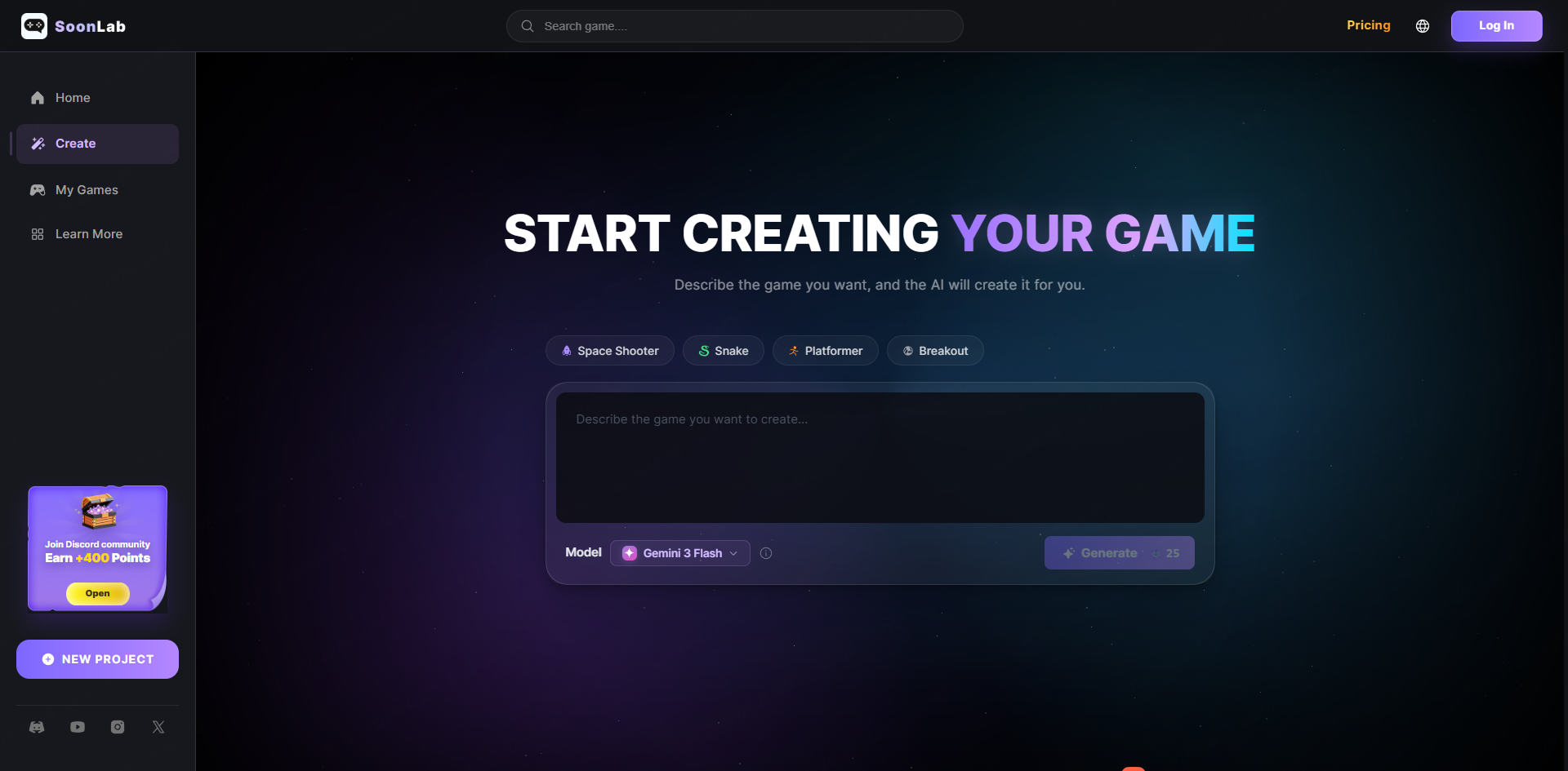 SoonLab AI create page